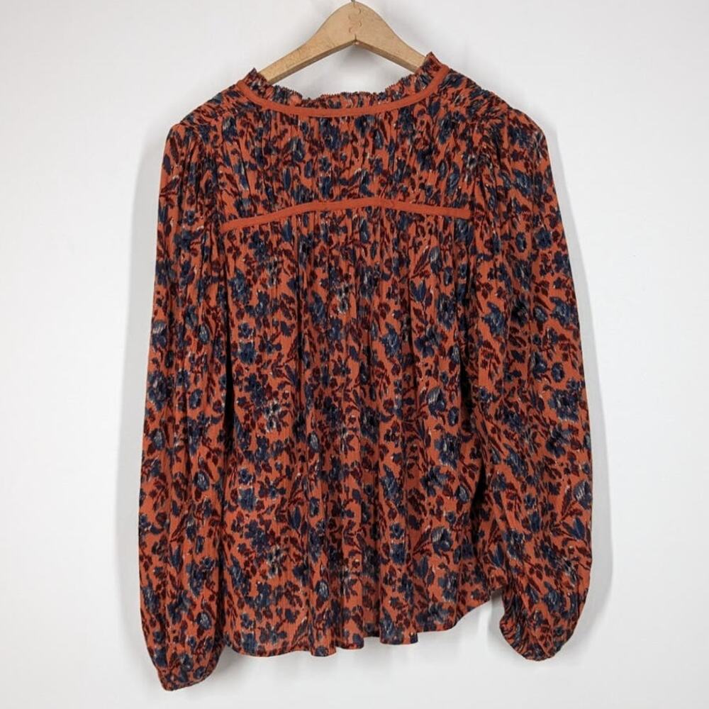 Ulla Johnson Jeanne Rosewood Long Sleeve Blouse Floral Cotton Size 0 Preowned - Picture 5 of 12